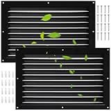 2 Pcs Attic Vent 8" X 12" Metal Shed Vents Louver Vent Grille Gable Vents with Screen Mesh for Indoor Outdoor Garage Attic Ceiling, Boost Ventilation and Guard Against Moisture (Black)