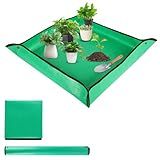 LCHUANG Repotting Mat for Indoor Plant Transplanting - 39.5 x 39.5 Planting Mat Soil Mess Control, Portable Succulent Planting Potting Tray Waterproof Gardening Tools (Pale Green)