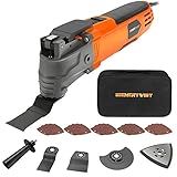 ENERTWIST Oscillating Tool, 4.2 Amp Oscillating Multitool Kit with 5° Oscillation Angle, 6 Variable Speed, 31pcs Saw Accessories, Auxiliary Handle and Carrying Bag, ET-OM-500