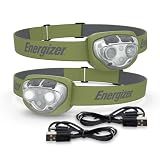 Energizer PRO-400 Headlamp Rechargeable (2-Pack), IPX4 Water Resistant Rechargeable Headlamp, Ultra Bright Multiple Light Modes Head Lamp, Camping, Running, Outdoors, Emergency Light, USB Included