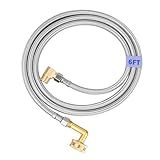 Dishwasher Installation Kit, Braided Stainless Steel Dishwasher Connector, 6 FT Water Supply Line with 3/8 Inch Compression Ends, 3/8 Inch MIP Elbow and 3/4 Inch FHT Elbow, Short Distance Connection