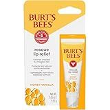 Burt's Bees Rescue Lip Relief, Honey Vanilla, Hydrating Lip Balm for Dry Cracked Lips, with Responsbily Sourced Beeswax and Shea Butter, 100% Natural Origin, 1 Squeezy Tube, 0.35oz