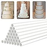 White Plastic Cake Dowel Rods for Tiered Cake Construction and Stacking Supporting Cake Round Dowels Straws with 0.4 Inch Diameter (9.5 Inch)