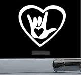 JS Artworks Sign Language I Love You Vinyl Decal Sticker (White)