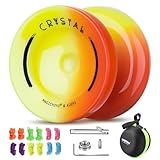 Yoyo K2 Crystal - Professional Responsive Yoyo for Kids Beginners, Dual Function Yo Yo for Adults Advanced + Extra Unresponsive Bearing + 12 Yo-yo Strings + Storage Bag + Removal Tool ( Yellow Red)