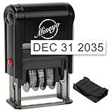 Miseyo Self Inking Date Stamp - Black (2 Black Refill Ink pad Included)
