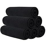 Vnoss Microfiber Gym Towels for Working Out, Quickly Dry Yoga Towels for Men & Women Tennis, 16 Inch x 27 Inch, 6 Pack, Black