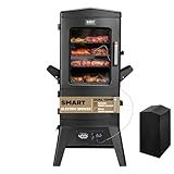 Digital Electric Smoker with Cover, LED Display Build in Meat Probe Large Capacity BBQ Smokers, 4 Racks Smoke More with 633 sq in Cooking Area