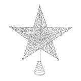 Glittered Christmas Tree Topper, 10 Inch Gold Star Treetopper Tree Ornaments Metal Hollow Star for Christmas Tree Home Decoration