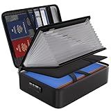 ENGPOW File Organizer Bag with 13 Pocket Accordion File Folder, Fireproof Document Organizer with Lock& Labels,Multi-Layer Portable Home Travel Safe Storage Box for Important Documents,Files and More