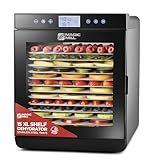 Magic Mill Premium Food Dehydrator Machine (15 Extra-Large Stainless Steel Trays) 800W Dryer for Beef Jerky, Fruits, Vegetables, Dog Treats, 48 Hour Digital Timer - 95°-167° Temperature Control