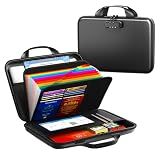 Fireproof Document Organizer with Lock, Rigid EVA File Box with 13-Pocket Accordion Folder for Important Documents & Tablets under 11", Lightweight Safe Storage for Home, Office & Travel (Small Size)
