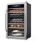 ROVSUN 20''W Dual Zone Wine Fridge with Compressor, 33 Bottle Freestanding Wine Cooler Refrigerator with Touch Panel Control and Glass Door, Wine Cellar for Red, White, Champagne or Sparkling, 41-64°F