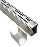 Pool Deck Drain 1.25-Inch Wide X 3.3-Feet Long,Silver Outdoor Deck Drainage System 304 Stainless Steel with Coupling,Channel Drain for Concrete/Paver/Patios/Walkways