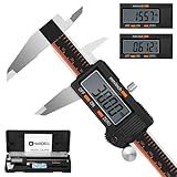 HARDELL Digital Caliper, 6 Inch Stainless Steel Caliper Measuring Tool with Large LCD Screen, Electronic Micrometer Caliper Digital Inch/Millimeter Conversion, Automatic Off(Ruler & 2 Batteries)