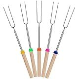 UNCO - Extendable Stainless Steel Roasting Sticks, 5 Pack, 32" - For S'mores, Hot Dogs, Campfires and Fire Pits