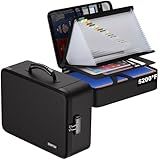 ENGPOW Fireproof Document Box with Lock,5200℉ Soft Case Fireproof Box with 25 Pocket Accordion File Folder,Multi-Layer Fireproof Water Resistant File Organizer Storage for Important Documents,Laptop