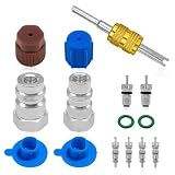 NOTISH R12 to R134A Conversion kit, AC Retrofit Fitting Adapter Kit,R12 R22 to R134A High/Low Fitting Port Retrofit 1/4 SAE to 7/16", Fits for Car AC Air Conditioner Refrigerant System