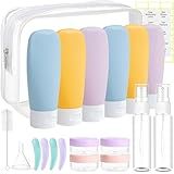 DEWSENSI 20 Pack Travel Bottles Set for Toiletries TSA Approved, Leak Proof Travel Size Containers Kit Portable Refillable Travel Accessories for Shampoo Conditioner Lotion Liquids (Multi-color)
