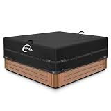 Kipiea 600D Outdoor Waterproof Square Hot Tub Cover Protector, Heavy Duty Polyester SPA Cover UV Protection Cover 85" L x 85" W x 20" H, Black