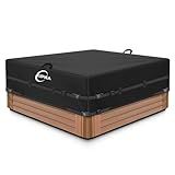 Kipiea 600D Outdoor Waterproof Square Hot Tub Cover Protector, Heavy Duty Polyester SPA Cover UV Protection Cover 85" L x 85" W x 20" H, Black
