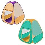 2 Pcs Kids Play Tent Pop Up Tent for Girls and Boys,Automatic Setup and Foldable Playhouse Castle Toys Outdoor and Indoor(Green+Orange)