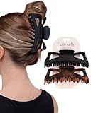 Kitsch 5 Inch Large Claw Clips for Thick and Long Hair | Strong Grip Jumbo Claw Clip for All-Day Hold | 2pcs Matte Oversized Hair Accessories | Ideal Gifts for Women - Black & Tortoise Design