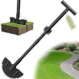 Half Moon Edger Lawn Tool - Heavy Duty Saw Tooth Manual Edgers with Sharp Blade & Wide Footplate, 38"-49" Adjustable T-Grip Handle for Landscaping, Sidewalks, Yard,Grass,Flower Bed & Garden Edging