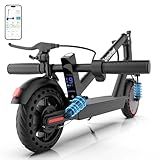 Electric Scooter Adults, Foldable 8.5" Solid Tires E Scooter with Dual Suspension, 19 Mph, 350W Motor, Kick Scooters Max 16 Miles Long Range for Commuting, Electric Scooter for Adults, APP Control