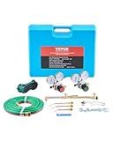 VEVOR Oxygen Acetylene Torch Kit, Gas Welding Cutting Torch Kit, 14PCS Portable Oxy Acetylene Brazing Set with 177'' Long Twin-Hose, Cutting Nozzle, 3 Welding Tips & Carry Case (without Gas Cylinder)