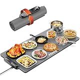 FEPPO Food Warming Mat, (XXL 35”x16”) Electric Warming Trays for Buffets Party, Fast Full-Surface Heating Mat for Food with 19 Level Adjustable Temperature and 6 Hours Timer, Roll Up Food Warmer