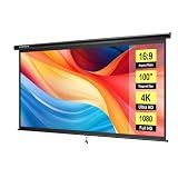 VIVOHOME 100 Inch 16:9 Pull Down Projector Screen, Black