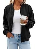 Tankaneo Womens Bomber Jacket Zip Up Casual Jackets Lightweight Trendy Outerwear Coat with Pockets