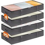 Lifewit 95L 4 Pack Under Bed Storage Containers, Large Capacity Blanket Storage Bags with Reinforced Handle, Organization and Storage for Comforters, Sheets, Clothes, Bedroom, College Dorm, Grey