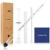 Circrane 0-200 Proof & Tralle Alcohol Hydrometer with Glass Test Jar Kit, Accurate Tester & Glass Cylinder for Liquor, Distilling Moonshine Alcoholmeter Set