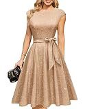 Gold Women Cocktail Sparkly Sequin Formal Party Dress Glitter Champagne M