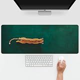 Green Cheetah Mouse Pad, Emerald Green Desk Mat for Desktop, Minimalist Leopard Large Gaming Pad for Desks Accessorie Office Decoration, Cheetah Gifts for Women 31.5x11.8 in