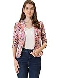 Allegra K Women's Work Casual Fitted Blazer Notch Lapel Printed Open Front Suit Jacket Small Rose-Floral
