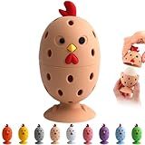 Egg Brush Cleaner, Egg Cleaner Scrubber for Fresh Eggs, Cute Chick Shaped Silicone Egg Washer, Reusable Multipurpose Washing Egg Tool for Fruits and Vegetables(Brown,1 Set)