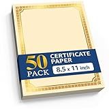 50 Certificate Paper 8.5 x 11 for Printing - Blank Certificate Papers for Award Certificates & Diploma Paper - Premium Gold Foil Award Papers Cardstock for Awards & Certificates Graduation