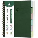 Clever Fox When I Die Planner With Pockets for Documents – End-of-Life Organizer Binder for Important Personal Info & Final Wishes (Dark green)