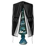 WILLBOND 32" x 38" Garden Fountain Cover for Winter 420d Oxford Waterproof Garden Statue Protective Cover Outdoor Weatherproof Fountain Protector with Zipper Drawstring for Furniture Outdoor Statue