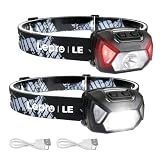 Lepro Rechargeable LED Headlamp Bright Waterproof Headlight 2 Pack - Black