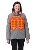 ORORO Women’s Heated Fleece Jacket, Lightweight 4-Zone Heating Layer (Grey, M)