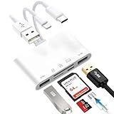 7-in-1 Memory Card Reader Universal Card Reader for iPhone/iPad with USB/USB C Connector & SD/TF Card Slots USB OTG Adapters Supports SD/Micro SD/SDHC/SDXC/MMC Memory Cards Plug and Play