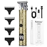 Fannas Hair Clippers for Men, Professional Hair Trimmer Barber Cordless Zero Gapped Hair Clippers with LCD Display, Mens Gifts Beard Trimmer T Liners Shavers Edgers Clipper for Hair Cutting - Gold