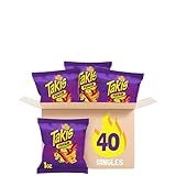 Takis Fuego 40 pc / 1 oz Multipack - Hot Chili Pepper & Lime Flavored Extreme Spicy Rolled Tortilla Chips - Individual Bags, Perfect for Tailgates, Parties, Lunchboxes or Lunches