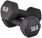 Amazon Basics Neoprene Dumbbell Hand Weights, 12 Pounds, Pair, Black