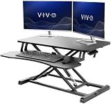 VIVO 32 inch Desk Converter, K Series, Height Adjustable Sit to Stand Riser, Dual Monitor and Laptop Workstation with Wide Keyboard Tray, Black, DESK-V000K