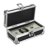 Hipiwe Cash Box with Lock, Aluminium Alloy Money Box for Cash Lockable Money Storage Box Single Row Currency Tray Cash Organizer Piggy Bank for Collector